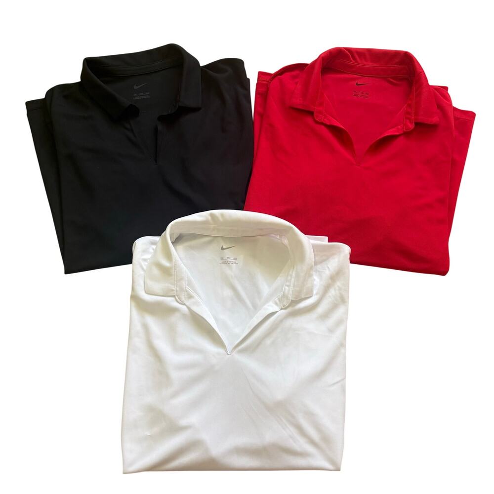 LOT OF 3 - NWT Nike Women’s Polo Golf Shirts Black Red White Size Size XXL 2XL